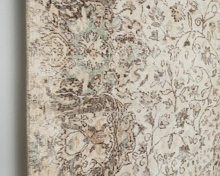 Beige Turkish Oushak Rug 7' x 10' 8" Hand-Knotted close-up