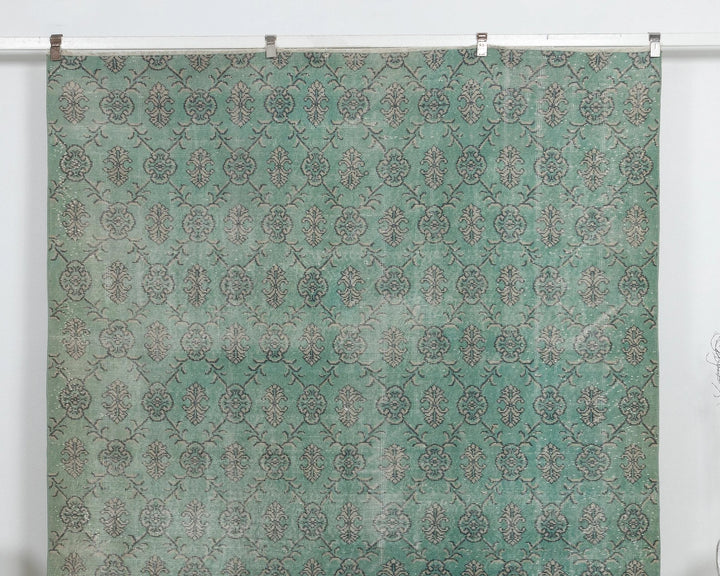 Green Turkish Oushak Rug 6'10" x 10'6" Hand-Knotted | No. VR22253