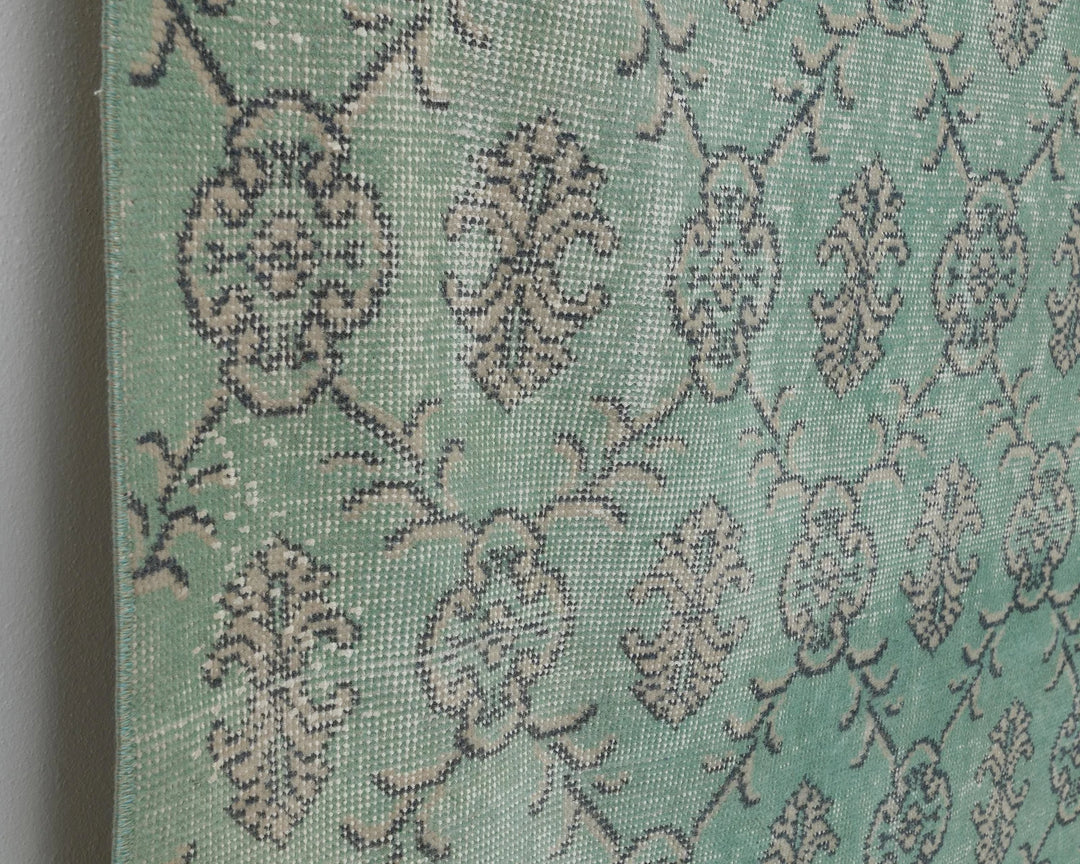 Green Turkish Oushak Rug 6'10" x 10'6" Hand-Knotted | No. VR22253