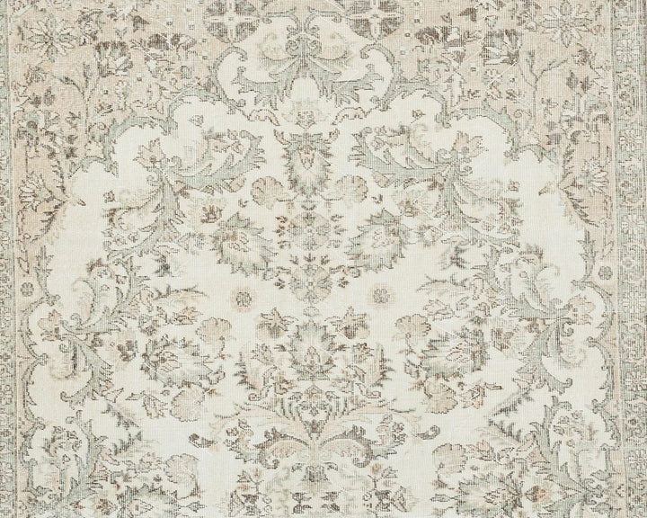 Beige Turkish Oushak Rug 6'4" x 10'1" Hand-Knotted | No. VR22339