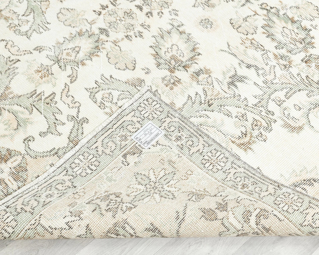 Beige Turkish Oushak Rug 6'4" x 10'1" Hand-Knotted | No. VR22339