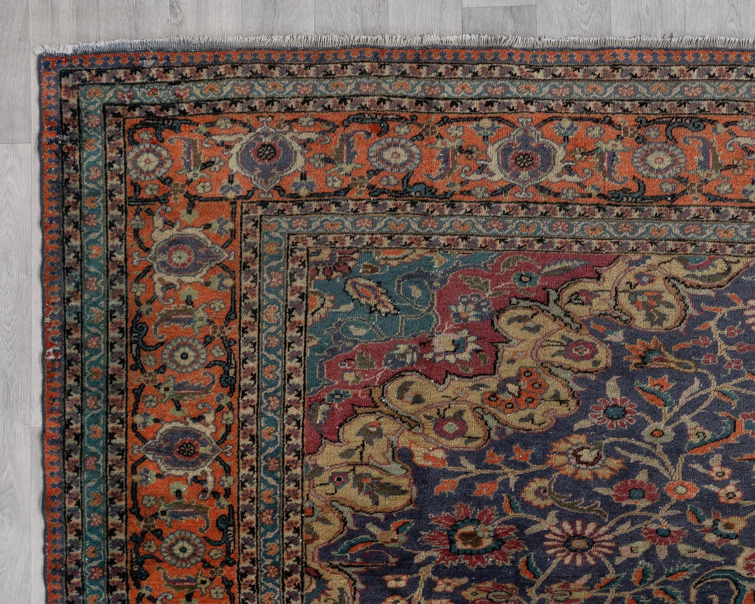 Multicolor Turkish Oushak Rug 8' 4" x 12' 10" Hand-Knotted border