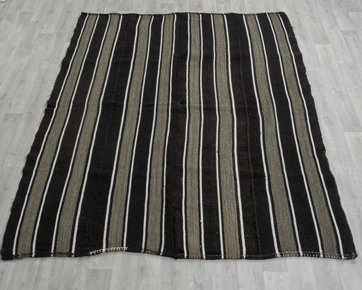 Brown Turkish Kilim Rug 6' x 8' Flat-Weave view 9