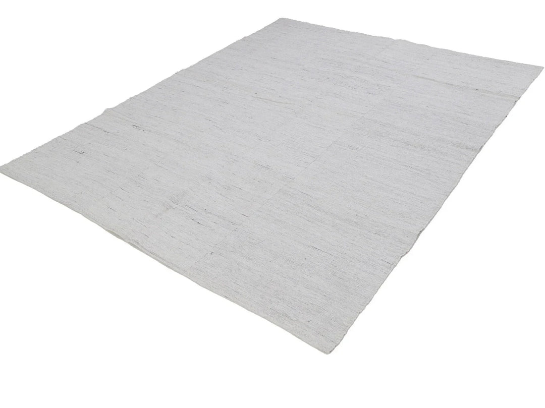 White Turkish Kilim Rug 6' 2" x 7' 10" Flat-Weave | No. VR22503
