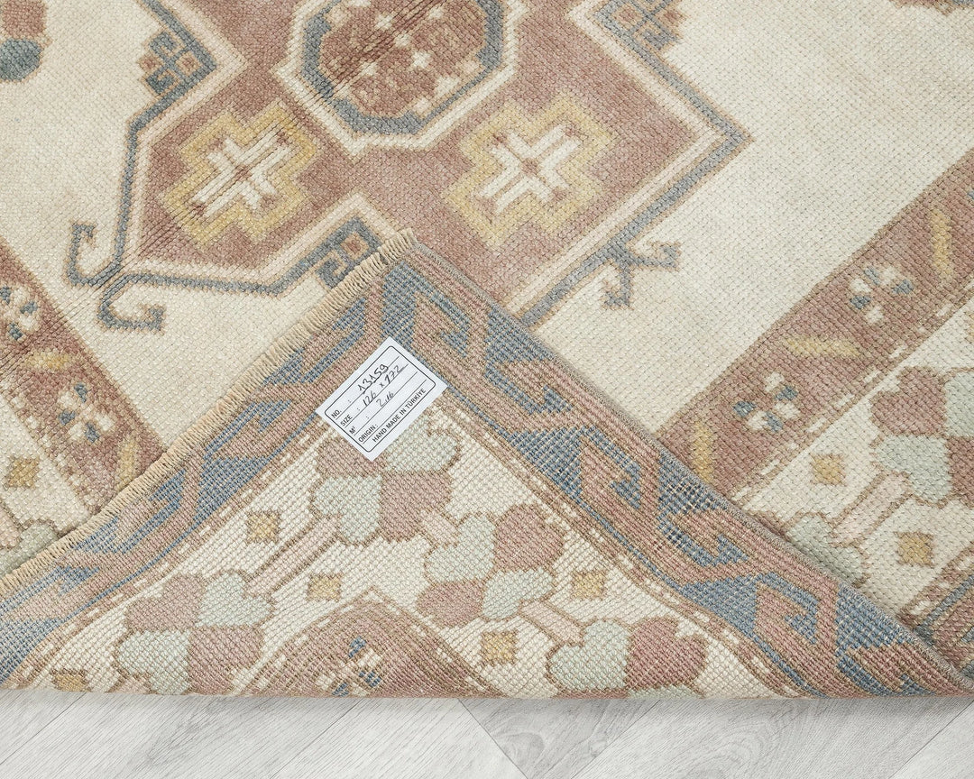 Multicolor Turkish Oushak Rug 4' 1" x 5' 7" Hand-Knotted | No. VR22665