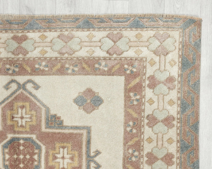 Multicolor Turkish Oushak Rug 4' 1" x 5' 7" Hand-Knotted | No. VR22665