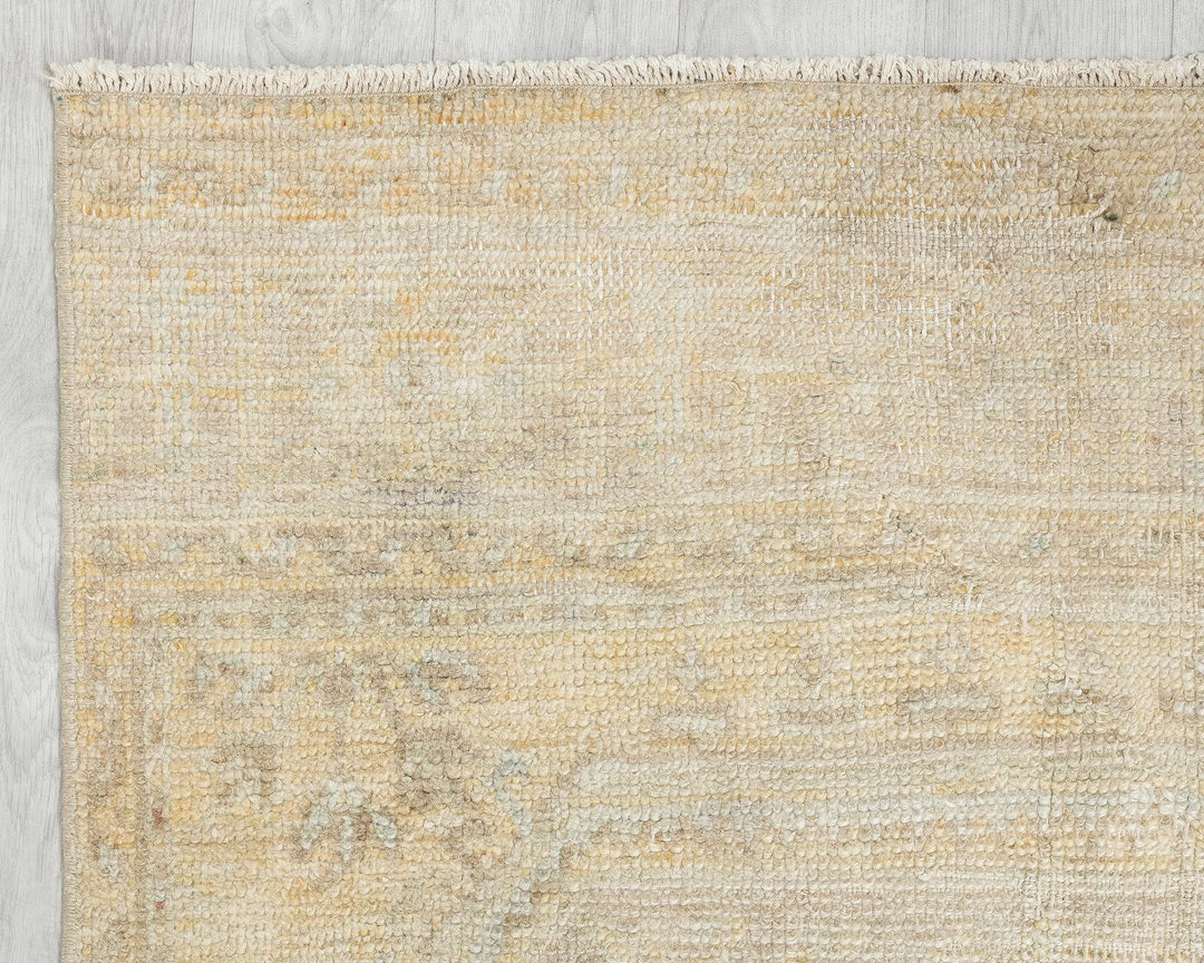 Multicolor Turkish Oushak Rug 3' 1" x 11' 6" Hand-Knotted border