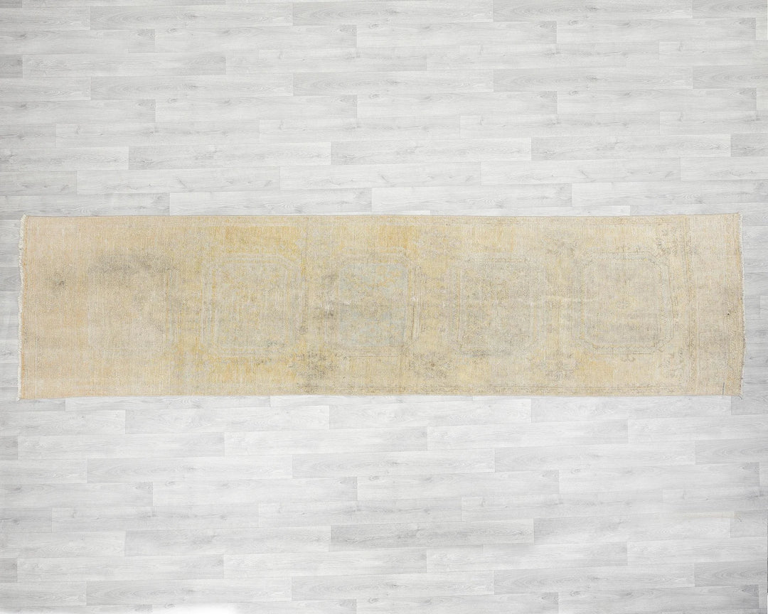 Multicolor Turkish Oushak Rug 3' 1" x 11' 6" Hand-Knotted reverse