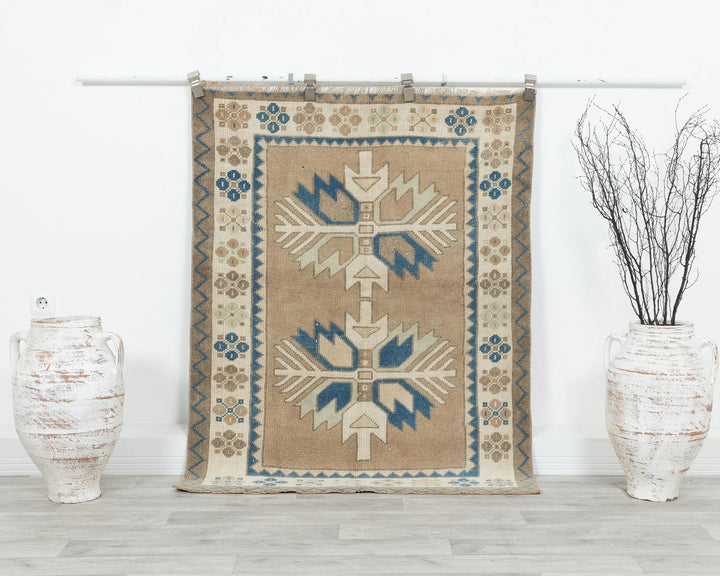 Multicolor Turkish Oushak Rug 3' 7" x 4' 10" Hand-Knotted | No. VR22703