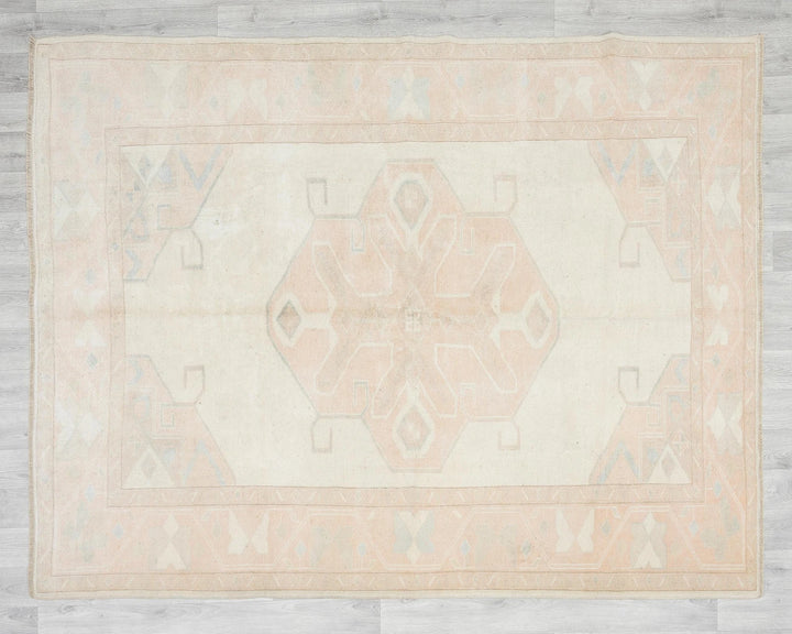 Beige Turkish Oushak Rug 7' 1" x 5' 10" Hand-Knotted | No. VR22774