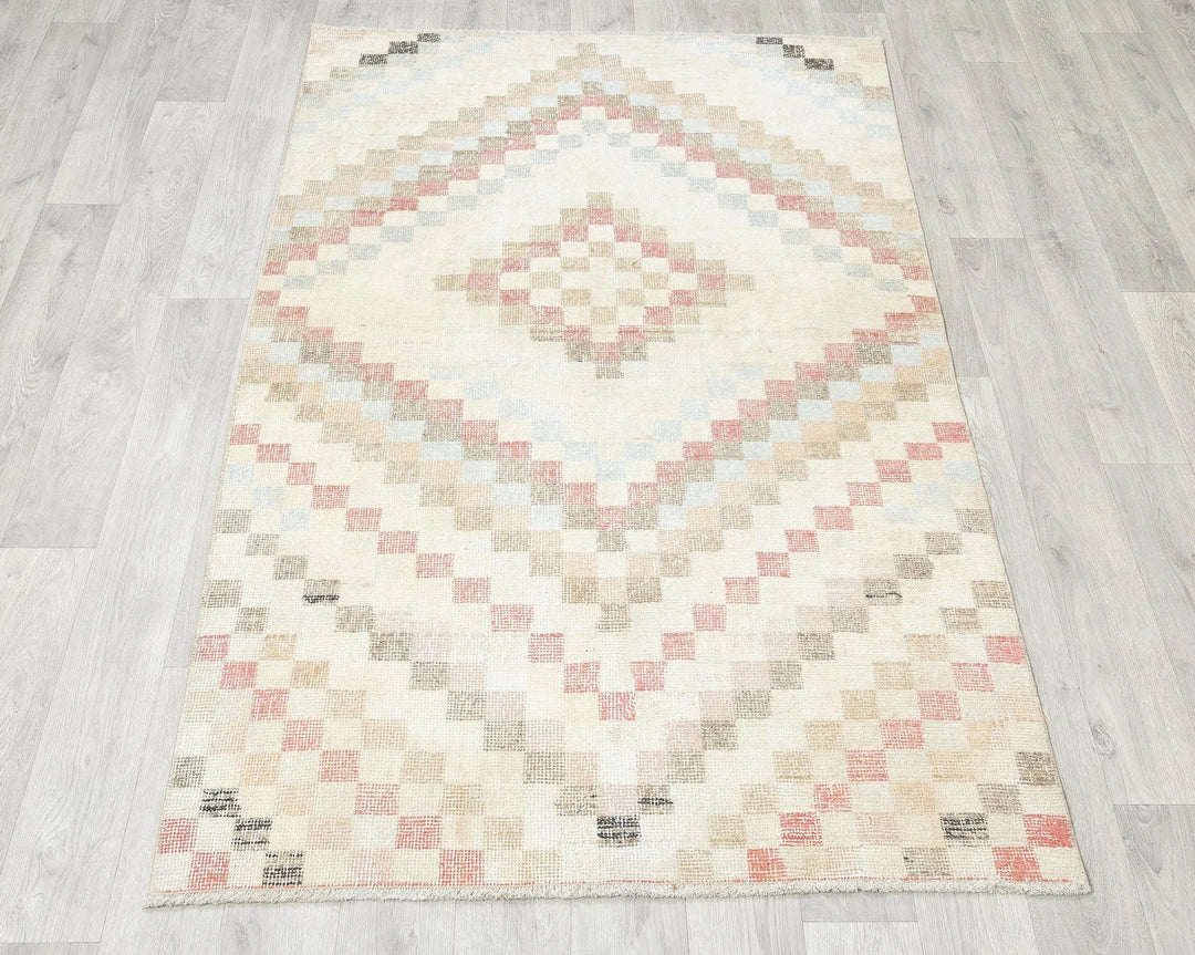 Multicolor Turkish Oushak Rug 3' 6" x 5' 7" Hand-Knotted | No. VR22825