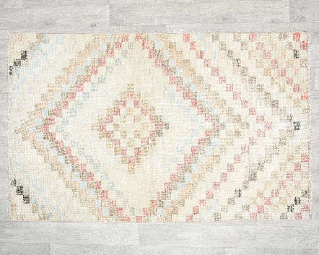 Multicolor Turkish Oushak Rug 3' 6" x 5' 7" Hand-Knotted | No. VR22825