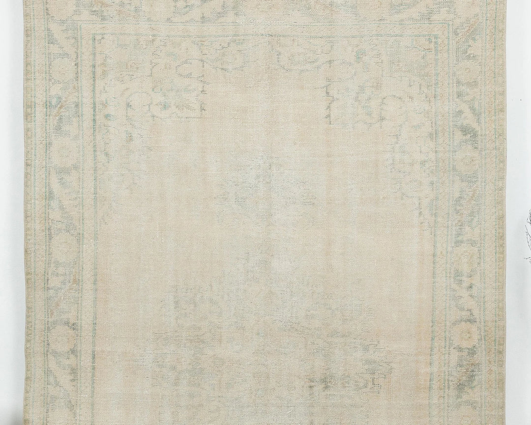Beige Turkish Oushak Rug 6'2" x 9'4" Hand-Knotted | No. VR23353