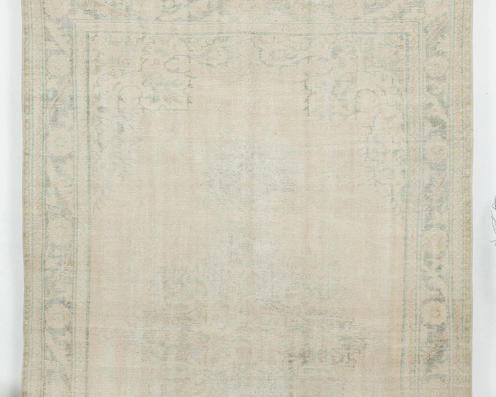 Beige Turkish Oushak Rug 6'2" x 9'4" Hand-Knotted | No. VR23353