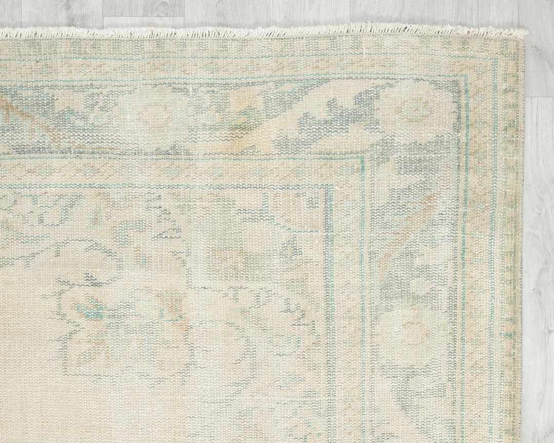 Beige Turkish Oushak Rug 6'2" x 9'4" Hand-Knotted | No. VR23353