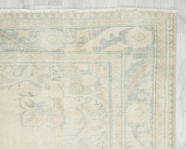 Beige Turkish Oushak Rug 6'2" x 9'4" Hand-Knotted | No. VR23353