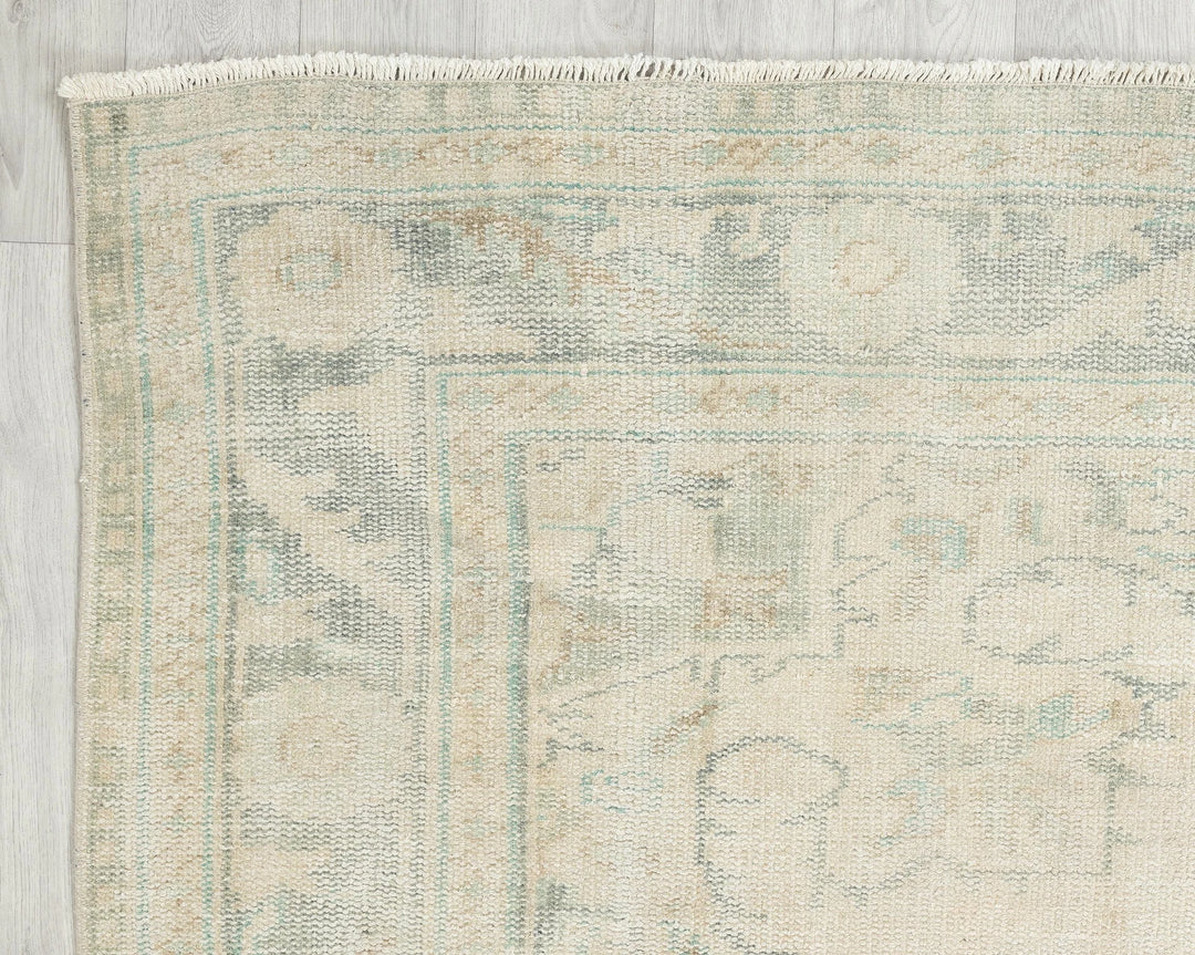 Beige Turkish Oushak Rug 6'2" x 9'4" Hand-Knotted | No. VR23353