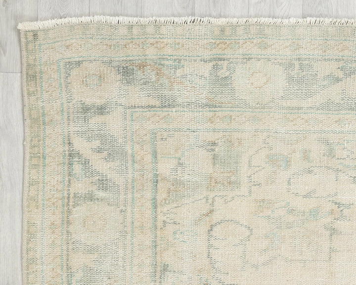 Beige Turkish Oushak Rug 6'2" x 9'4" Hand-Knotted | No. VR23353