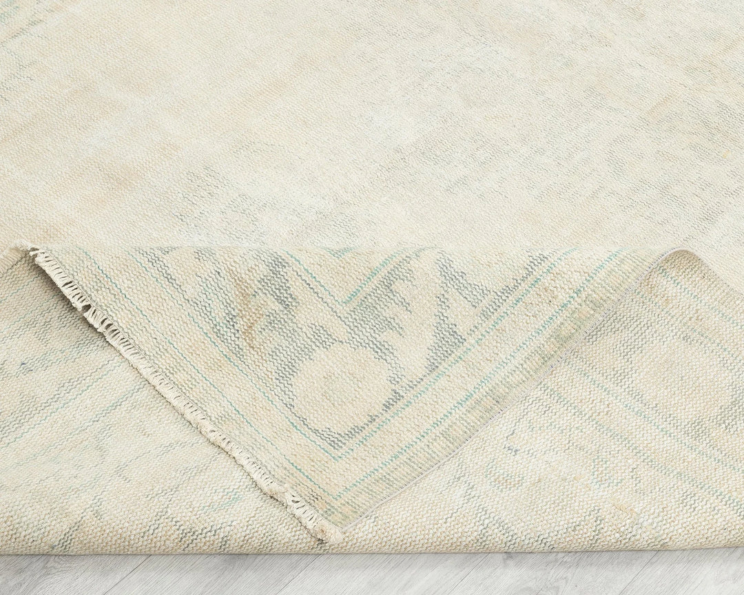 Beige Turkish Oushak Rug 6'2" x 9'4" Hand-Knotted | No. VR23353
