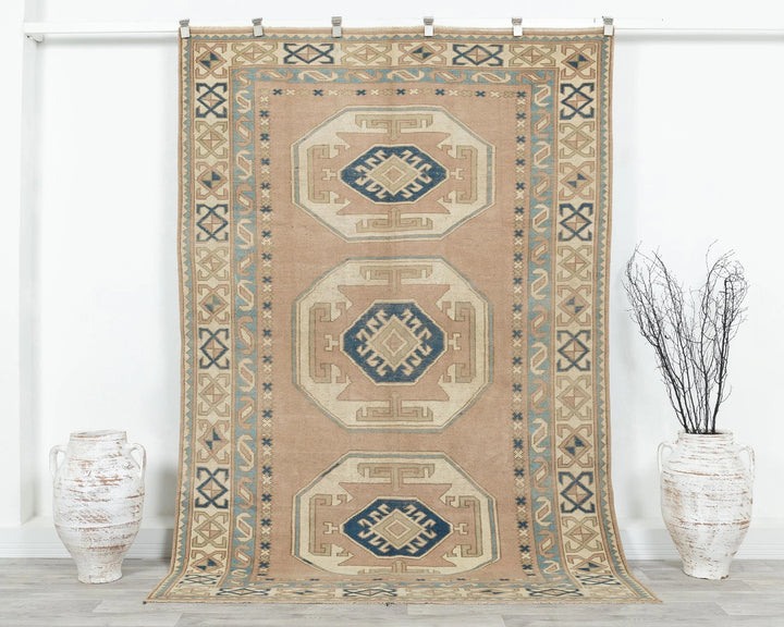 Multicolor Turkish Oushak Rug 5'6" x 7'11" Hand-Knotted | No. VR23383