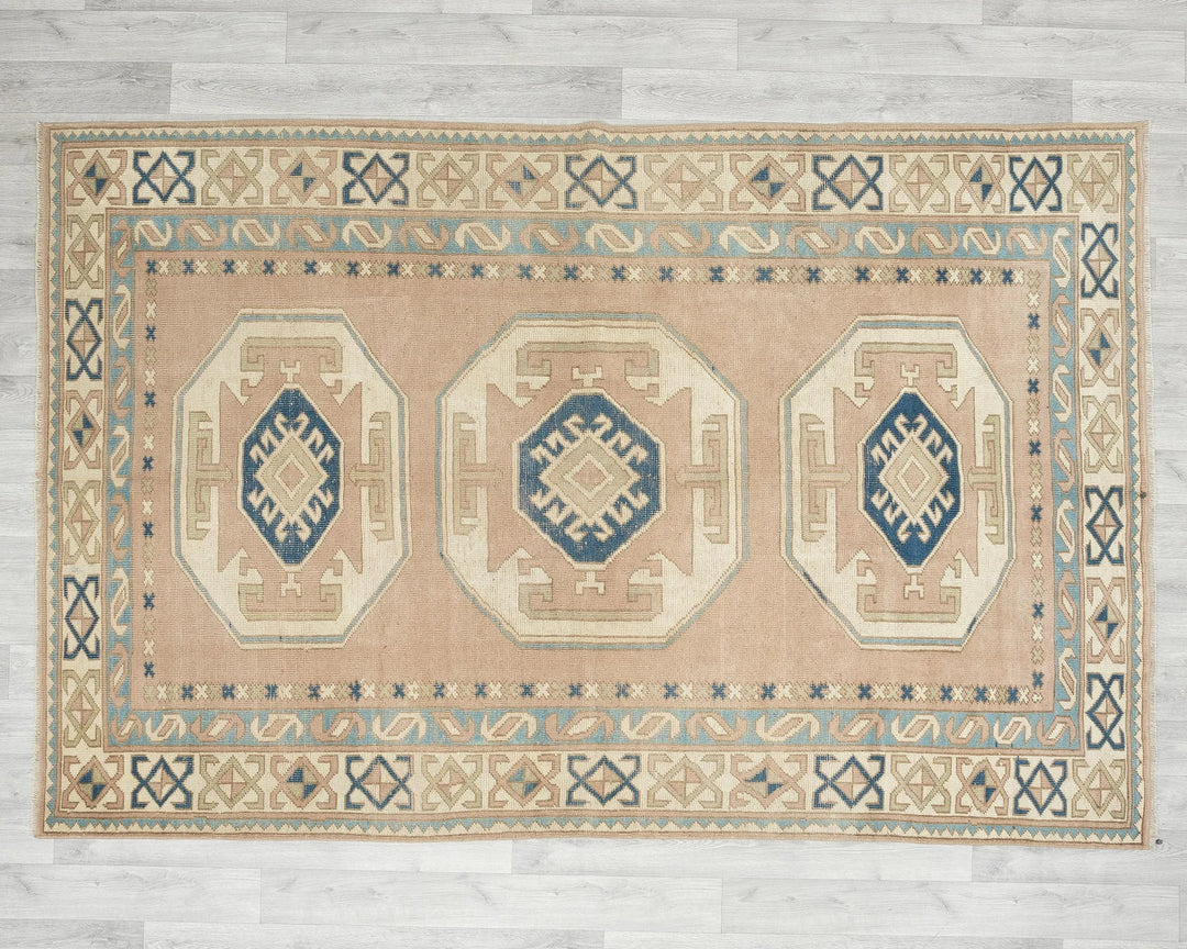 Multicolor Turkish Oushak Rug 5'6" x 7'11" Hand-Knotted | No. VR23383