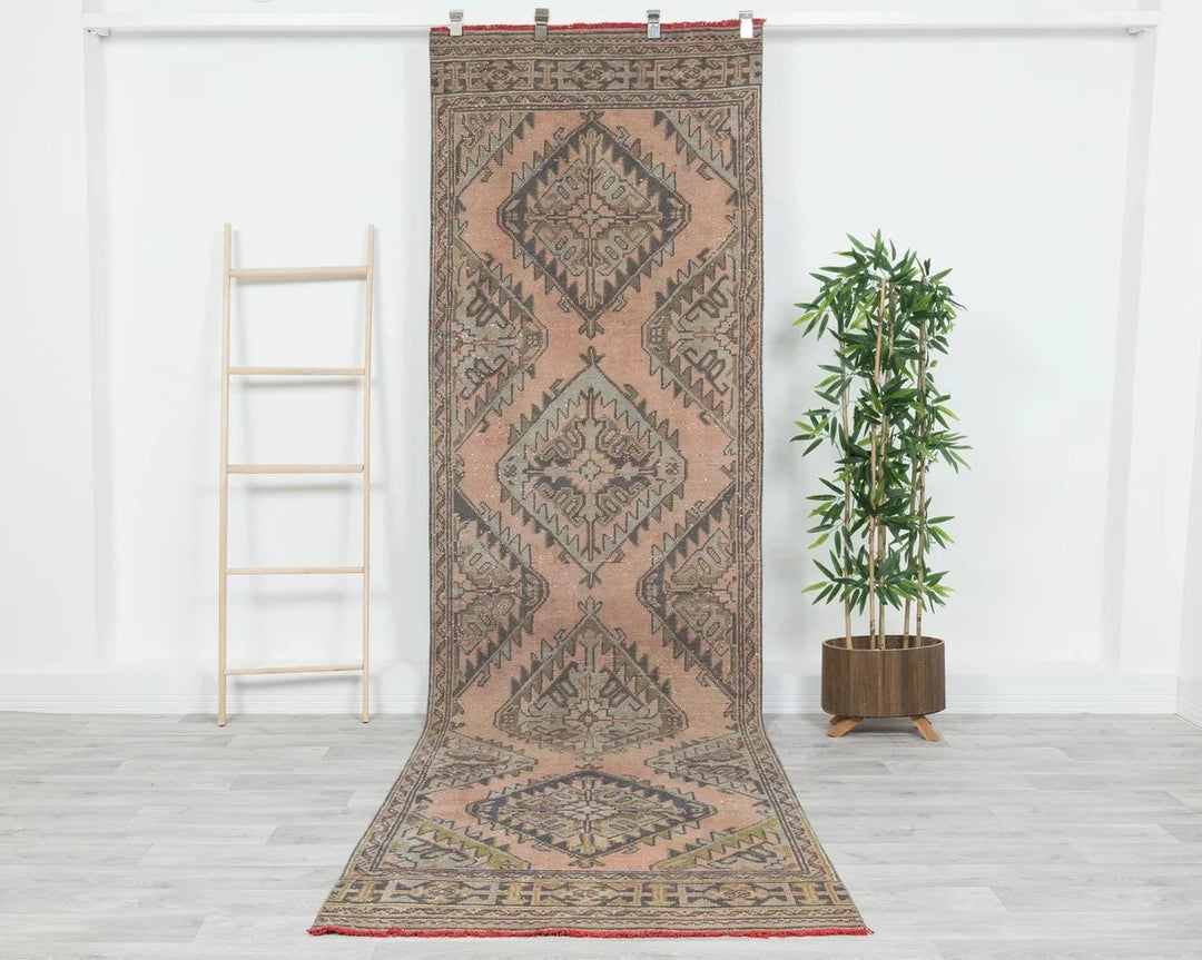 Multicolor Turkish Oushak Rug 3' 2" x 11' 6" Hand-Knotted | No. VR23507