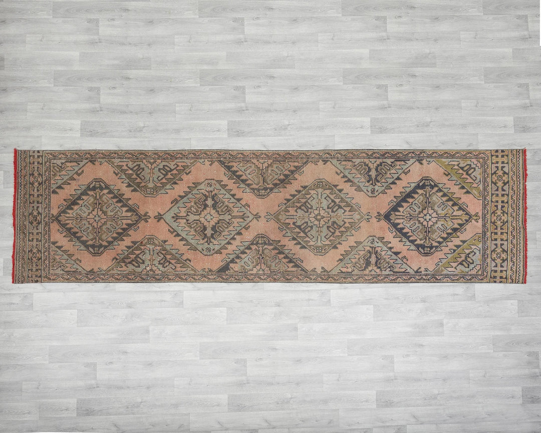 Multicolor Turkish Oushak Rug 3'2" x 11'6" Hand-Knotted | No. VR23507