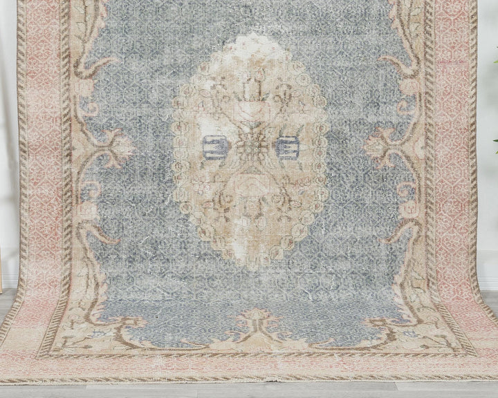 Blue Turkish Oushak Rug 6' 4" x 9' 6" Hand-Knotted | No. VR23583