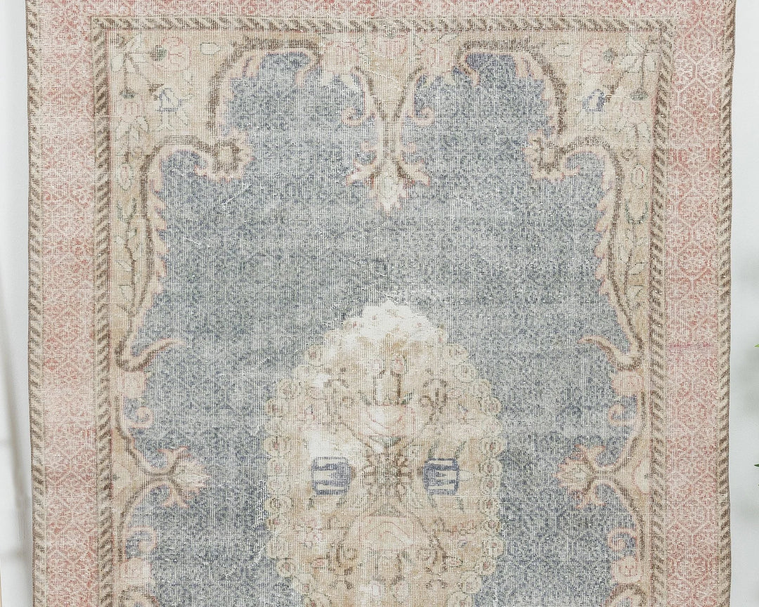 Blue Turkish Oushak Rug 6' 4" x 9' 6" Hand-Knotted | No. VR23583