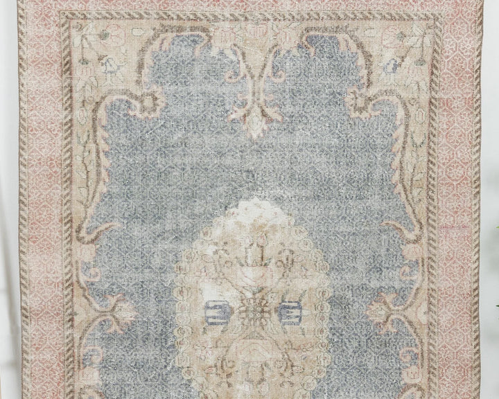 Blue Turkish Oushak Rug 6' 4" x 9' 6" Hand-Knotted | No. VR23583