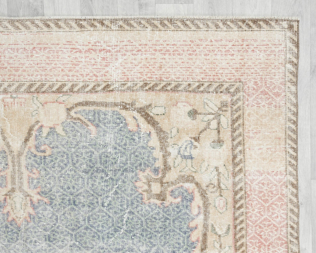 Blue Turkish Oushak Rug 6' 4" x 9' 6" Hand-Knotted | No. VR23583