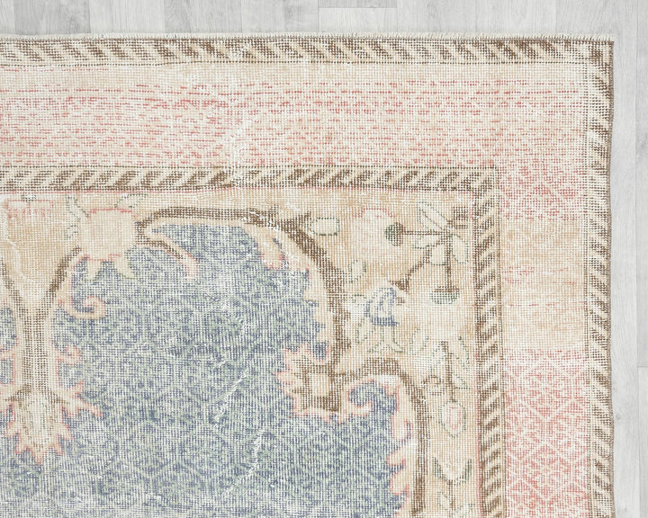 Blue Turkish Oushak Rug 6' 4" x 9' 6" Hand-Knotted | No. VR23583