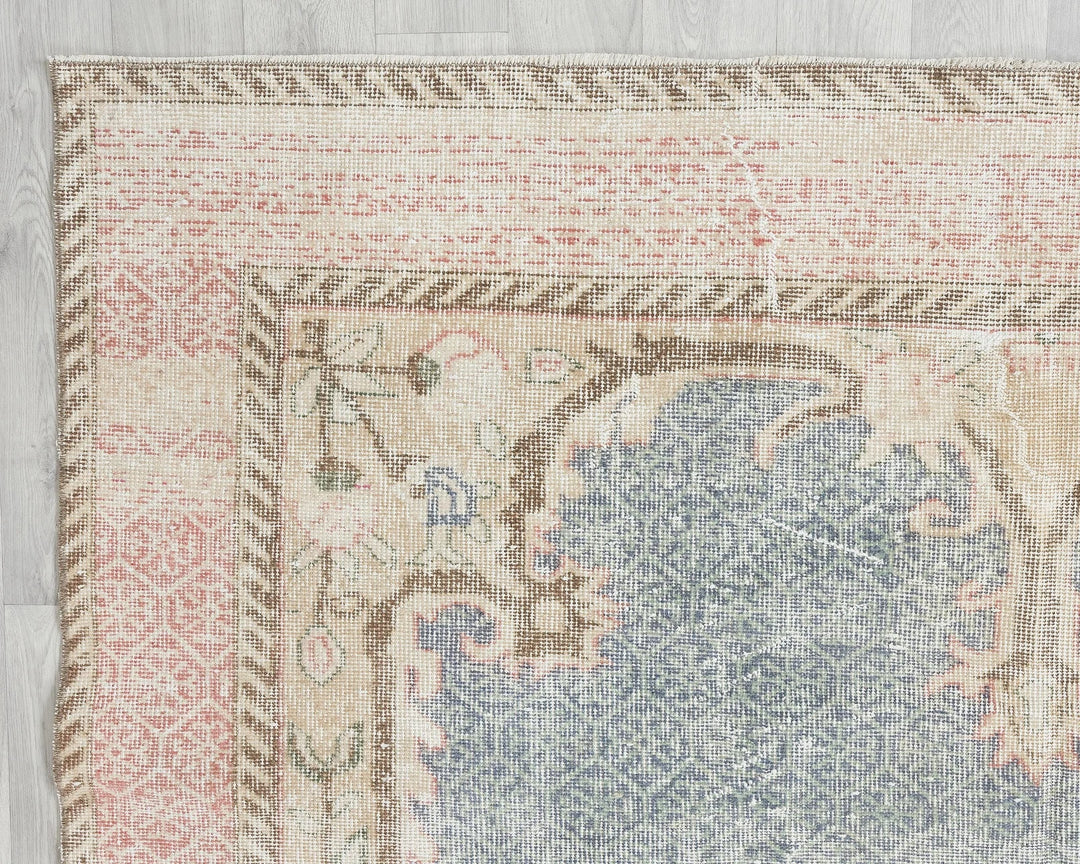 Blue Turkish Oushak Rug 6' 4" x 9' 6" Hand-Knotted | No. VR23583