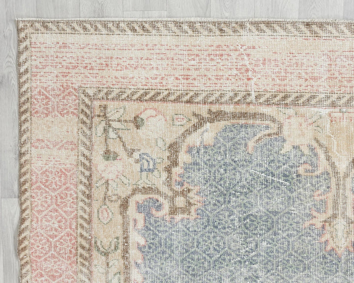 Blue Turkish Oushak Rug 6' 4" x 9' 6" Hand-Knotted | No. VR23583