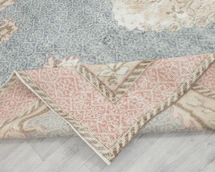 Blue Turkish Oushak Rug 6' 4" x 9' 6" Hand-Knotted | No. VR23583