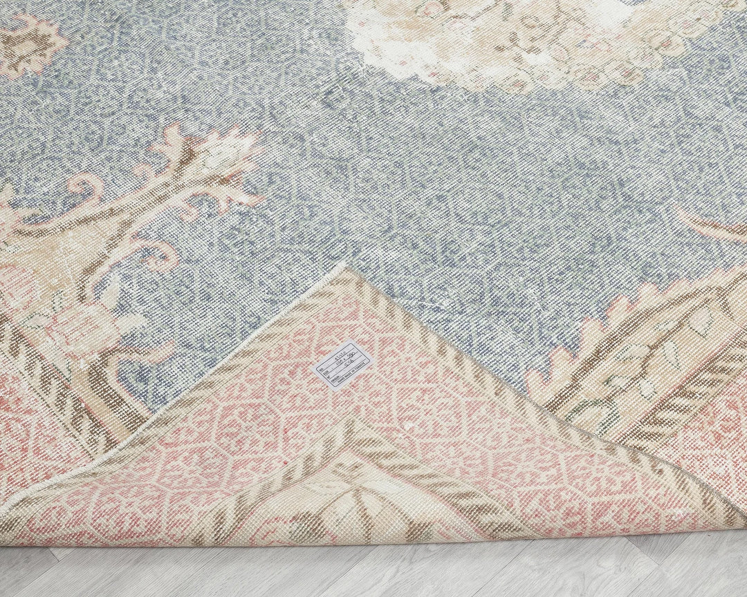 Blue Turkish Oushak Rug 6' 4" x 9' 6" Hand-Knotted | No. VR23583