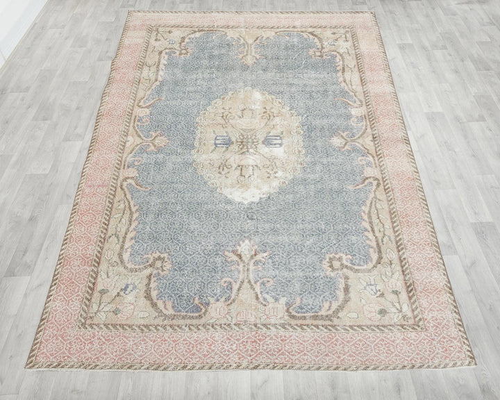 Blue Turkish Oushak Rug 6' 4" x 9' 6" Hand-Knotted | No. VR23583