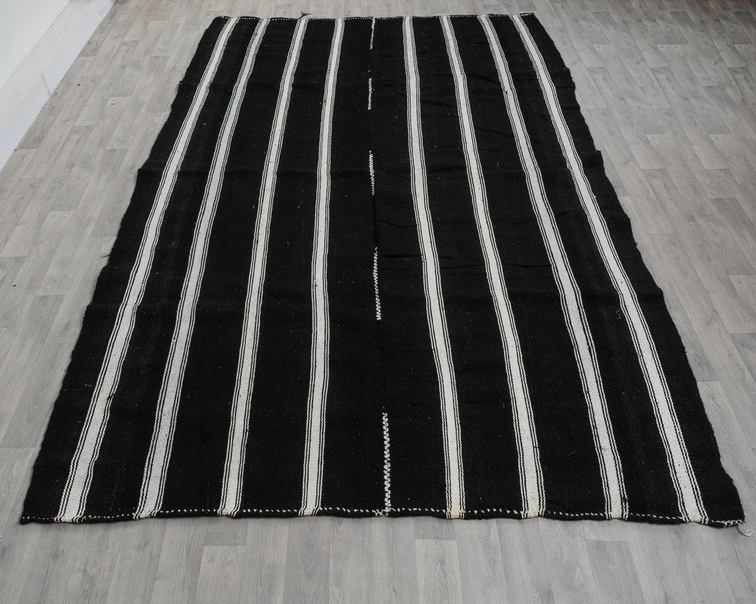Brown Turkish Kilim Rug 8' x 11' Flat-Weave view 9