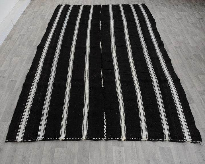 Brown Turkish Kilim Rug 8' x 11' Flat-Weave view 9