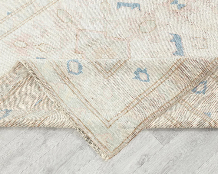 Beige Turkish Oushak Rug 8' 2" x 4' 9" Hand-Knotted | No. VR23822