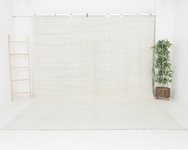 White Turkish Kilim Rug 9' 6" x 12' 1" Flat-Weave | No. VR23856