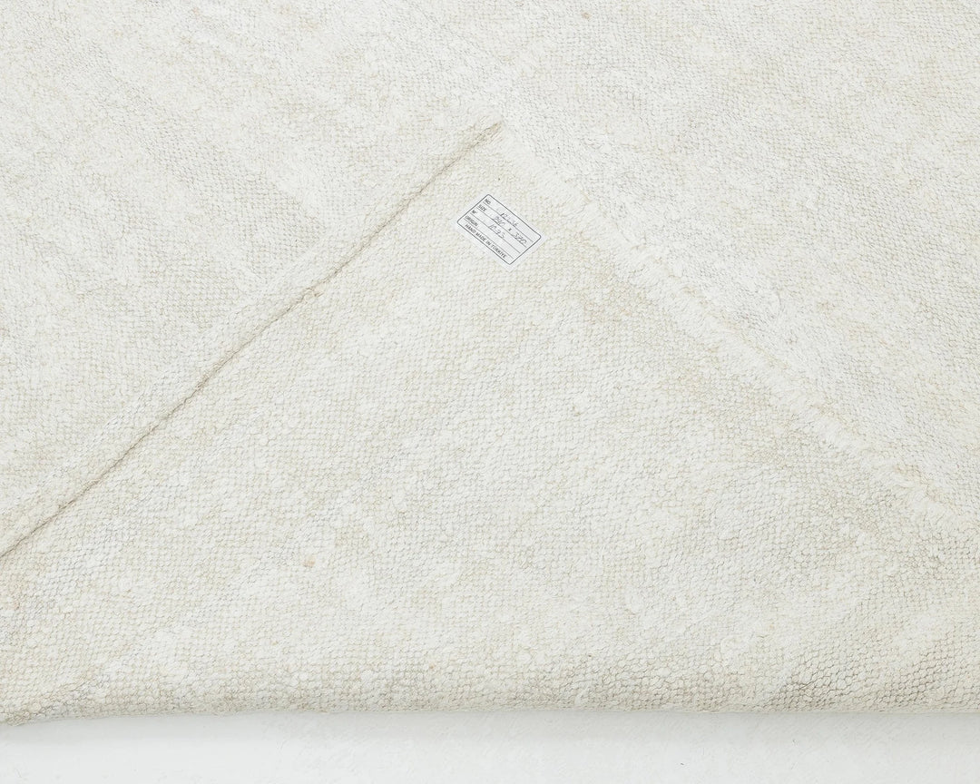 White Turkish Kilim Rug 9' 6" x 12' 1" Flat-Weave | No. VR23856