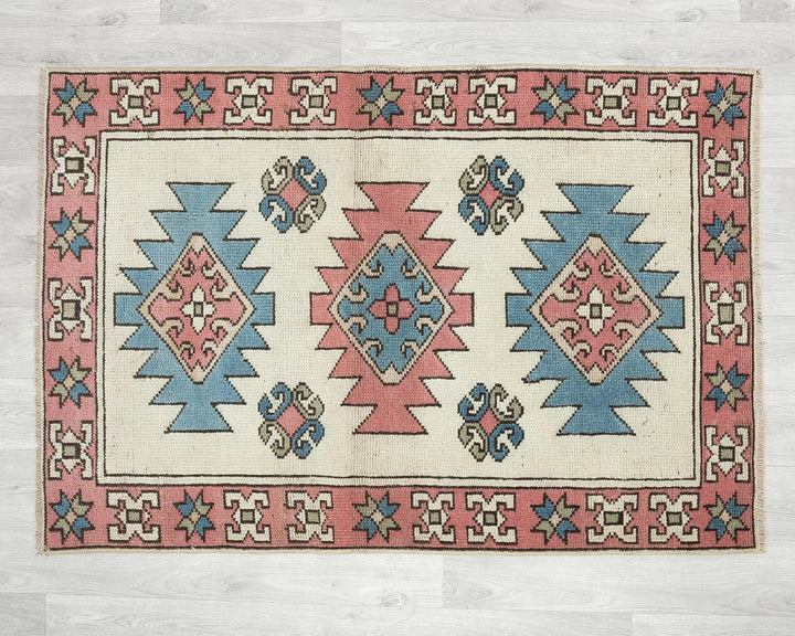 Multicolor Turkish Oushak Rug 4' x 2' 8" Hand-Knotted | No. VR24019