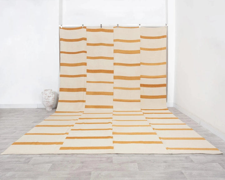 Beige Turkish Kilim Rug 9' 10" x 12' 11" Flat-Weave | No. VR24069