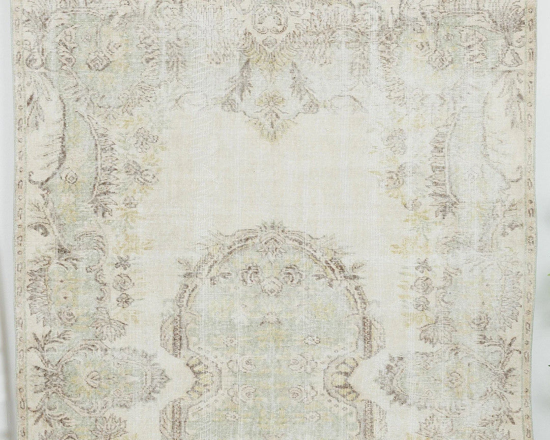 Beige Turkish Oushak Rug 6'5" x 10'4" Hand-Knotted | No. VR24074