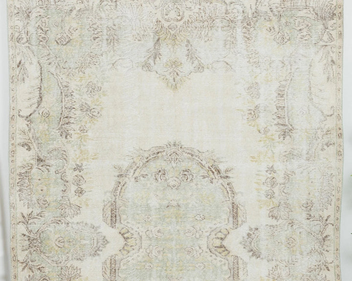 Beige Turkish Oushak Rug 6'5" x 10'4" Hand-Knotted | No. VR24074