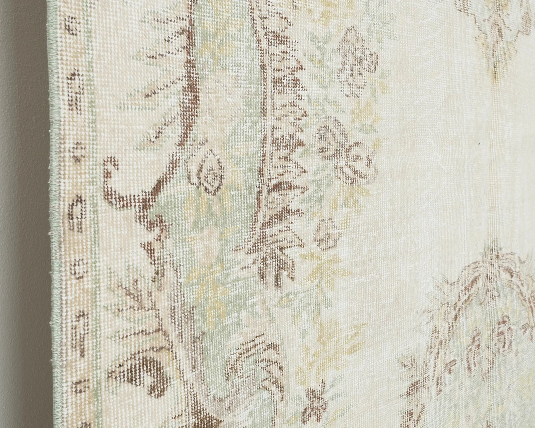 Beige Turkish Oushak Rug 6'5" x 10'4" Hand-Knotted | No. VR24074