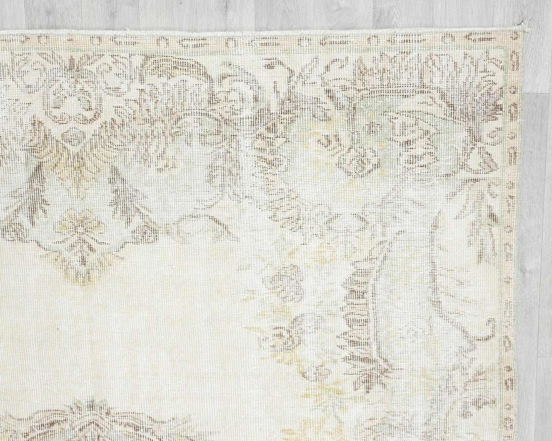 Beige Turkish Oushak Rug 6'5" x 10'4" Hand-Knotted | No. VR24074