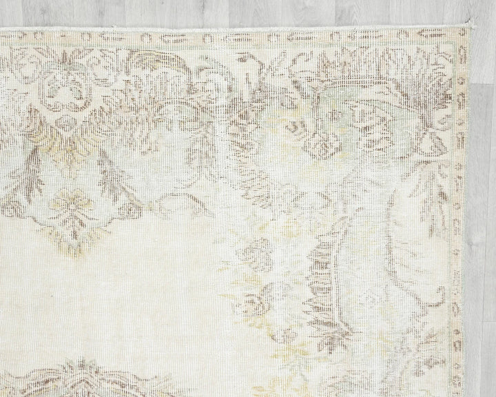 Beige Turkish Oushak Rug 6'5" x 10'4" Hand-Knotted | No. VR24074