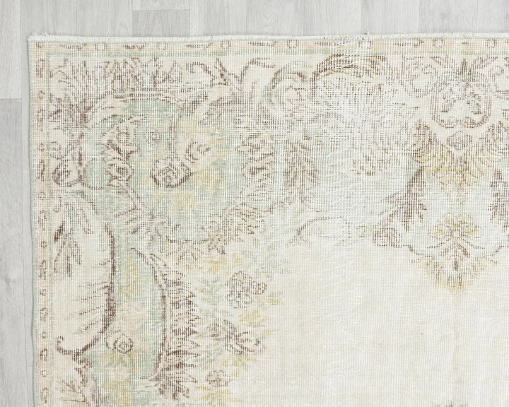 Beige Turkish Oushak Rug 6'5" x 10'4" Hand-Knotted | No. VR24074